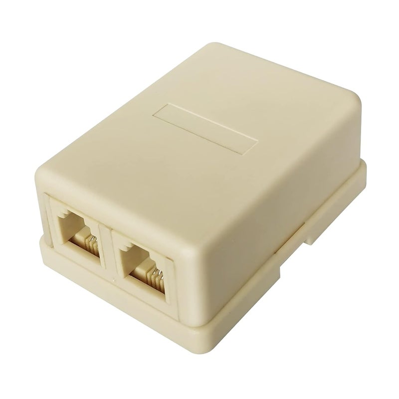 NECABLES صندوق جاك هاتف مزدوج السطح مع منفذين 4 أطراف براغي إلى 2 RJ11 6P4C أنثوي عاجي - Image 5